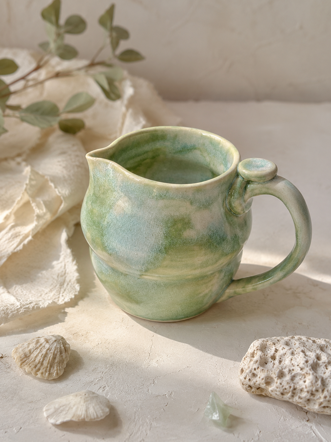 Handmade Sage Green Ceramic Creamer Pitcher