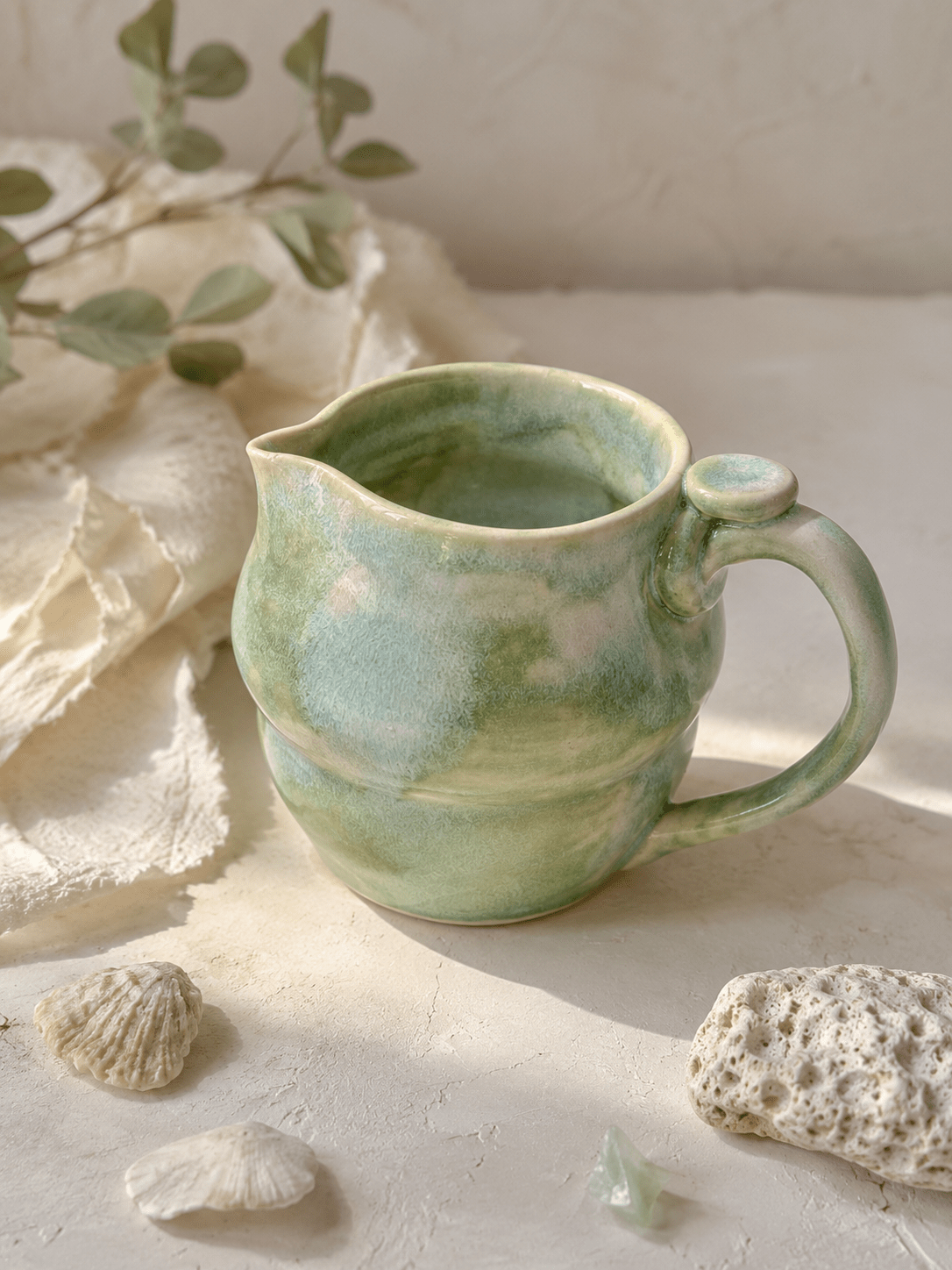 Handmade Sage Green Ceramic Creamer Pitcher