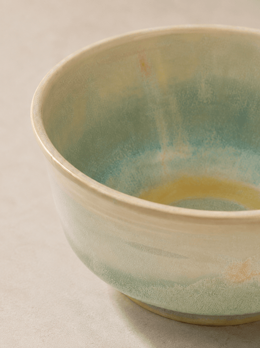 Handmade Matcha Bowl – Soft Blue & Sand Glaze | Ceramic Tea Ritual Bowl