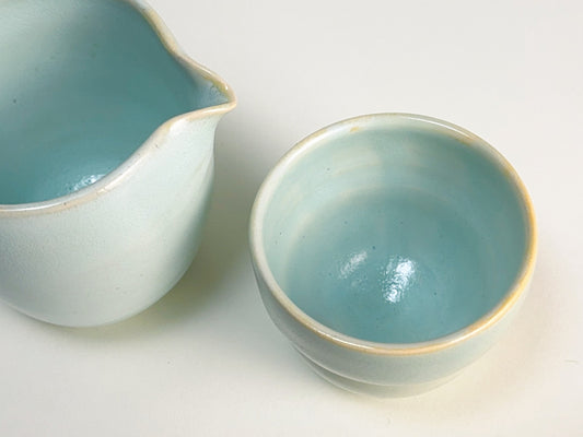 Handmade Soft Celadon Gong Dao Bei Set – Ceramic Fairness Pitcher & Tea Cup