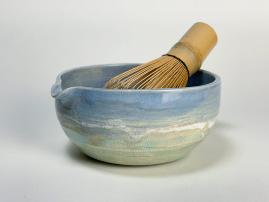 Handmade Coastal Glaze Matcha Bowl – Ceramic Tea Ritual Bowl