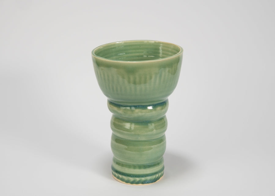 Handmade Green Glaze Sculptural Ceramic Vase – Organic Home Decor