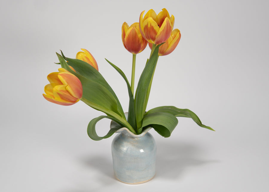Handmade Soft Blue Ceramic Vase – Small Bud Vase for Fresh Flowers & Home Decor
