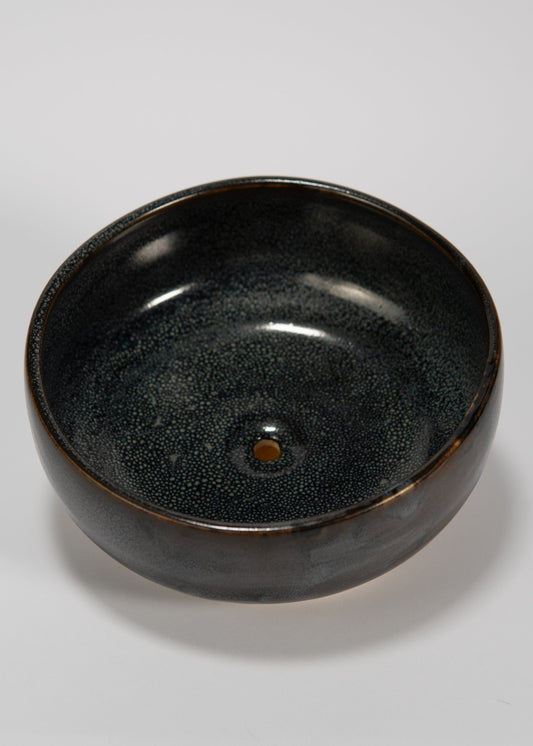 Handmade Dark Ceramic Succulent Planter Bowl – Black Glaze Plant Bowl