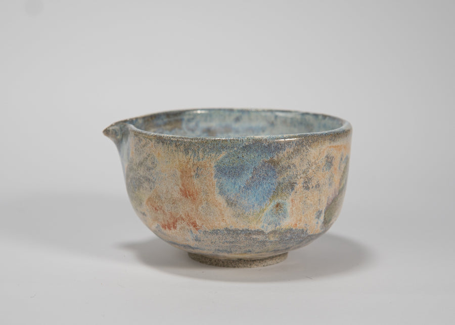 Handmade Painterly Matcha Bowl – Sky & Earth Glaze | Ceramic Tea Ritual Bowl