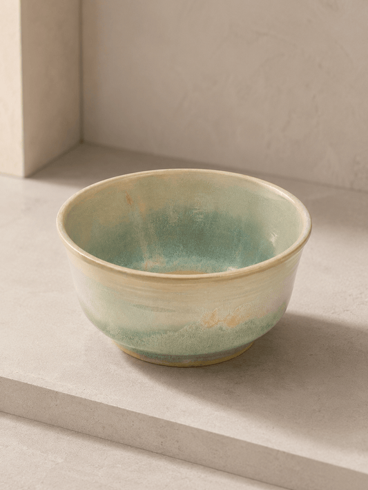 Handmade Matcha Bowl – Soft Blue & Sand Glaze | Ceramic Tea Ritual Bowl